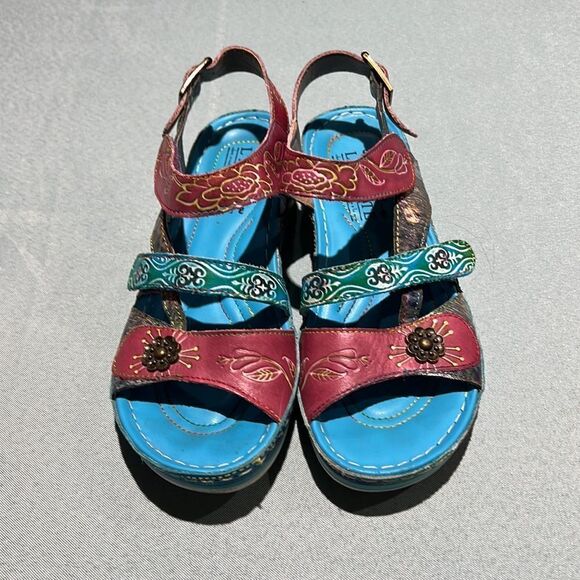 L’ARTISTE by Spring Step leather sandals with multiple straps Size 37 B32 - Picture 5 of 11